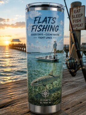Flats Fishing 20 oz Stainless Steel Tumbler